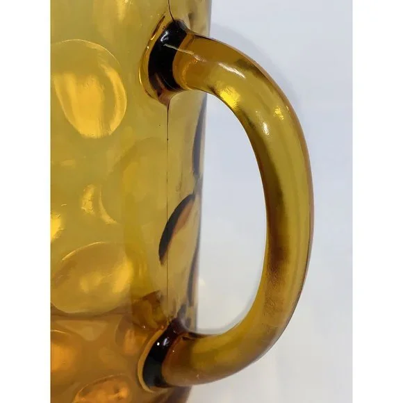 HAZEL-ATLAS ELDORADO Dot Thumbprint Pitcher ~ Granada Gold ~ Vogue Mid Century - Picture 5 of 8